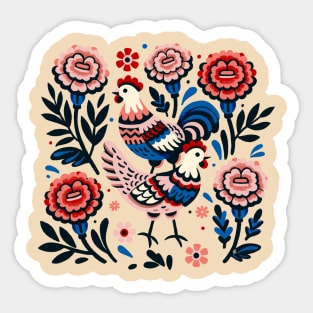 Chickens and Marigolds Sticker